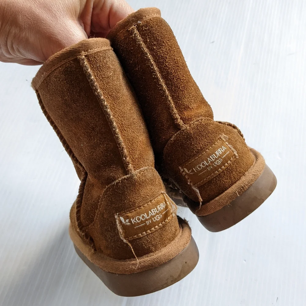 KOOLABURRA by UGG girls chestnut suede fur lined winter boots